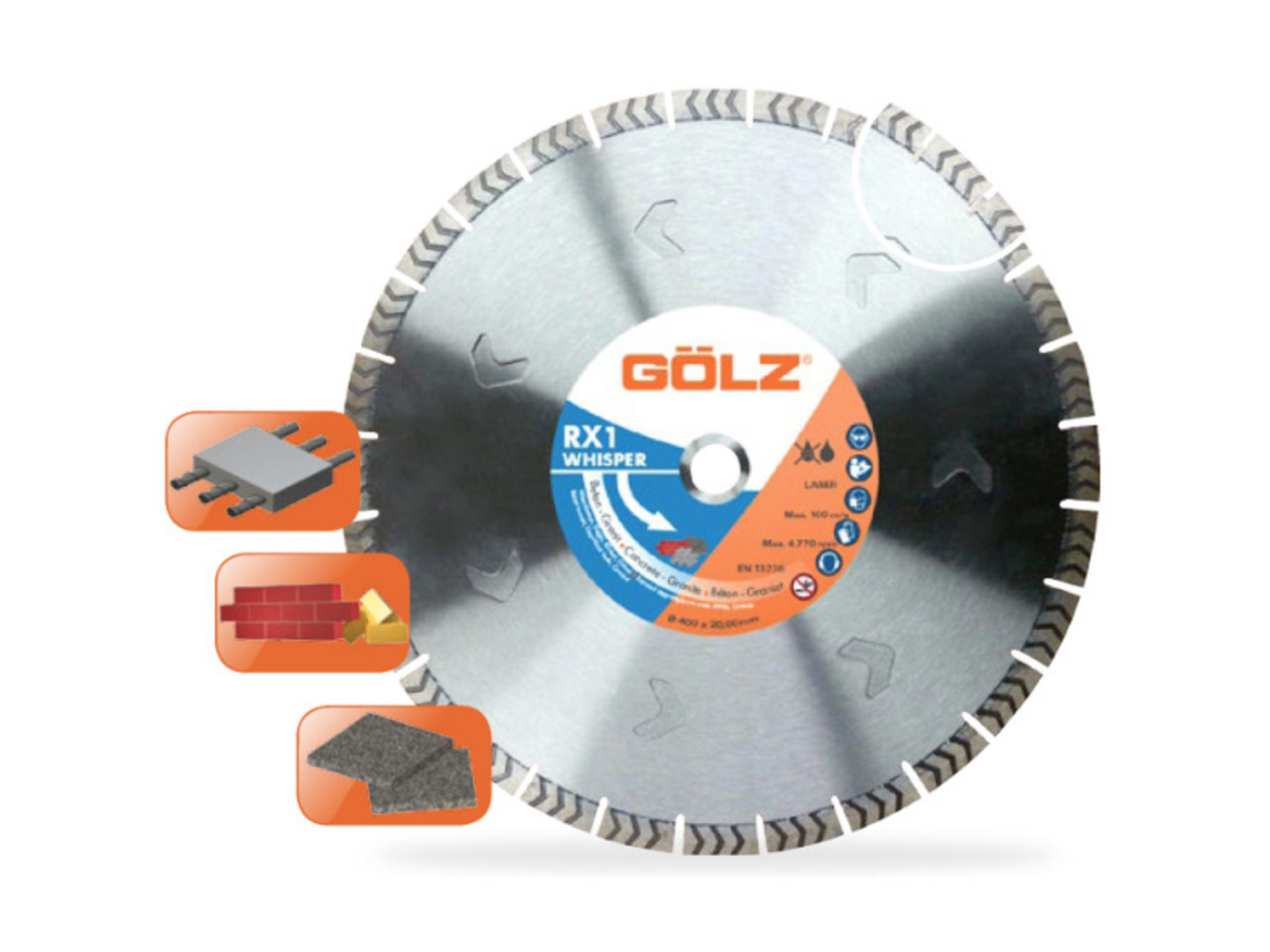 Disque Diamant GÖLZ RX1 230mm pour Béton & Granit Pro - alésage 22.23 mm Disque Diamant GÖLZ RX1 230mm pour Béton & Granit Pro - alésage 22.23 mm